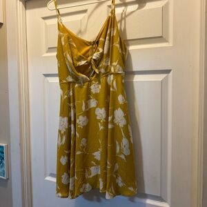 Lulu's Mustard Yellow and Cream Floral Dress. NWOT.